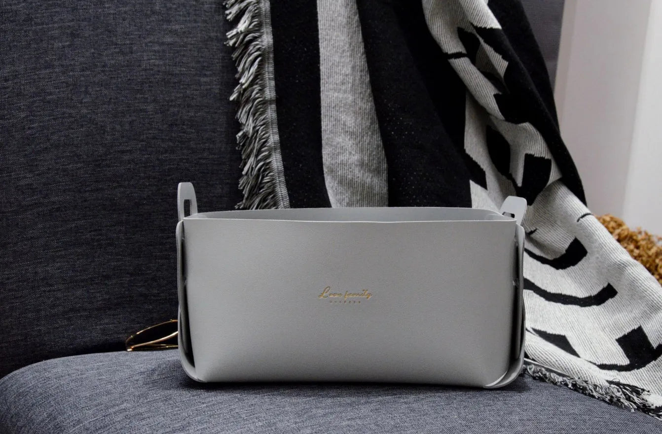 Caixa de Armazenamento para Mesa de Escritório em Couro Grande