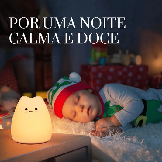 Mini Abajur de Silicone em Formato de Gatinho