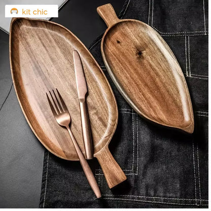 Bandeja de Servir de Madeira com Formato de Folha - Feuille