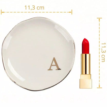 Prato Porta Jóias em Cerâmica com Iniciais Personalizada