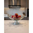 Fruteira de Vidro com Pé em Forma de Flor 40cm