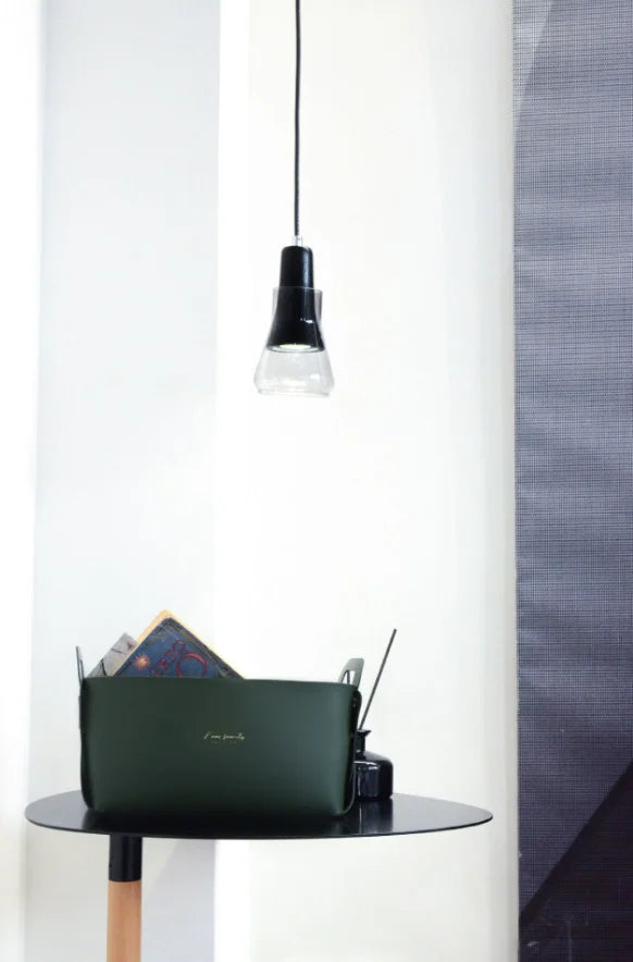 Caixa de Armazenamento para Mesa de Escritório em Couro Grande