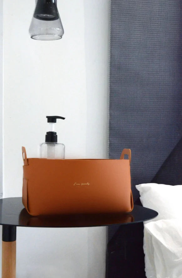 Caixa de Armazenamento para Mesa de Escritório em Couro Grande