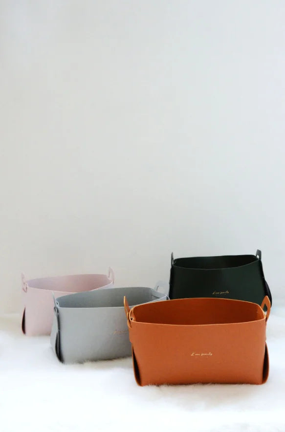 Caixa de Armazenamento para Mesa de Escritório em Couro Grande