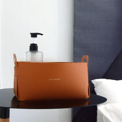 Caixa de Armazenamento para Mesa de Escritório em Couro Grande