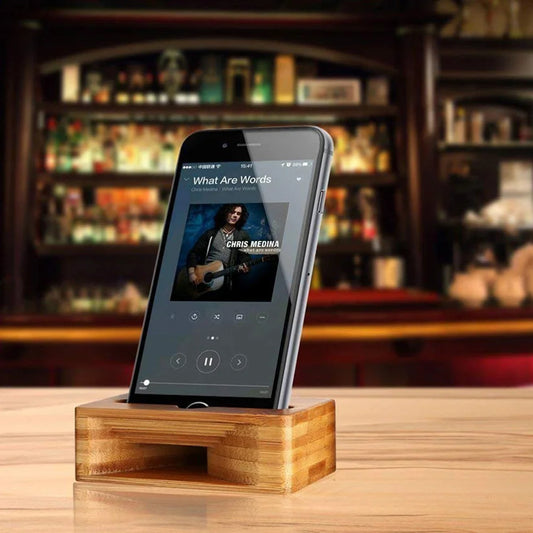 Suporte Universal de Bambu para Telefone Amplificador de Som