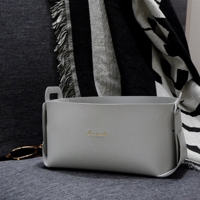 Caixa de Armazenamento para Mesa de Escritório em Couro Grande