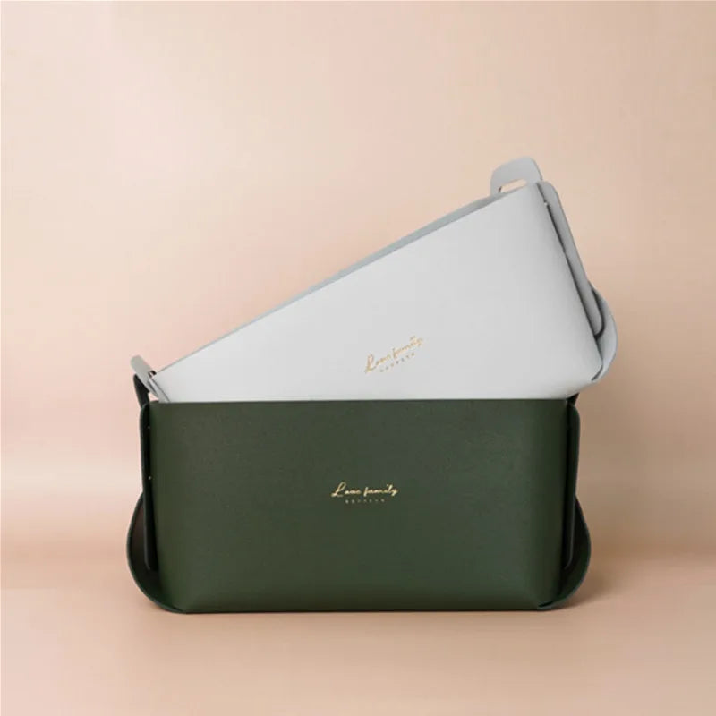 Caixa de Armazenamento para Mesa de Escritório em Couro Grande