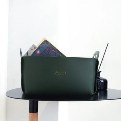 Caixa de Armazenamento para Mesa de Escritório em Couro Grande