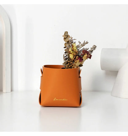 Caixa organizadora em couro PU para material de escritório