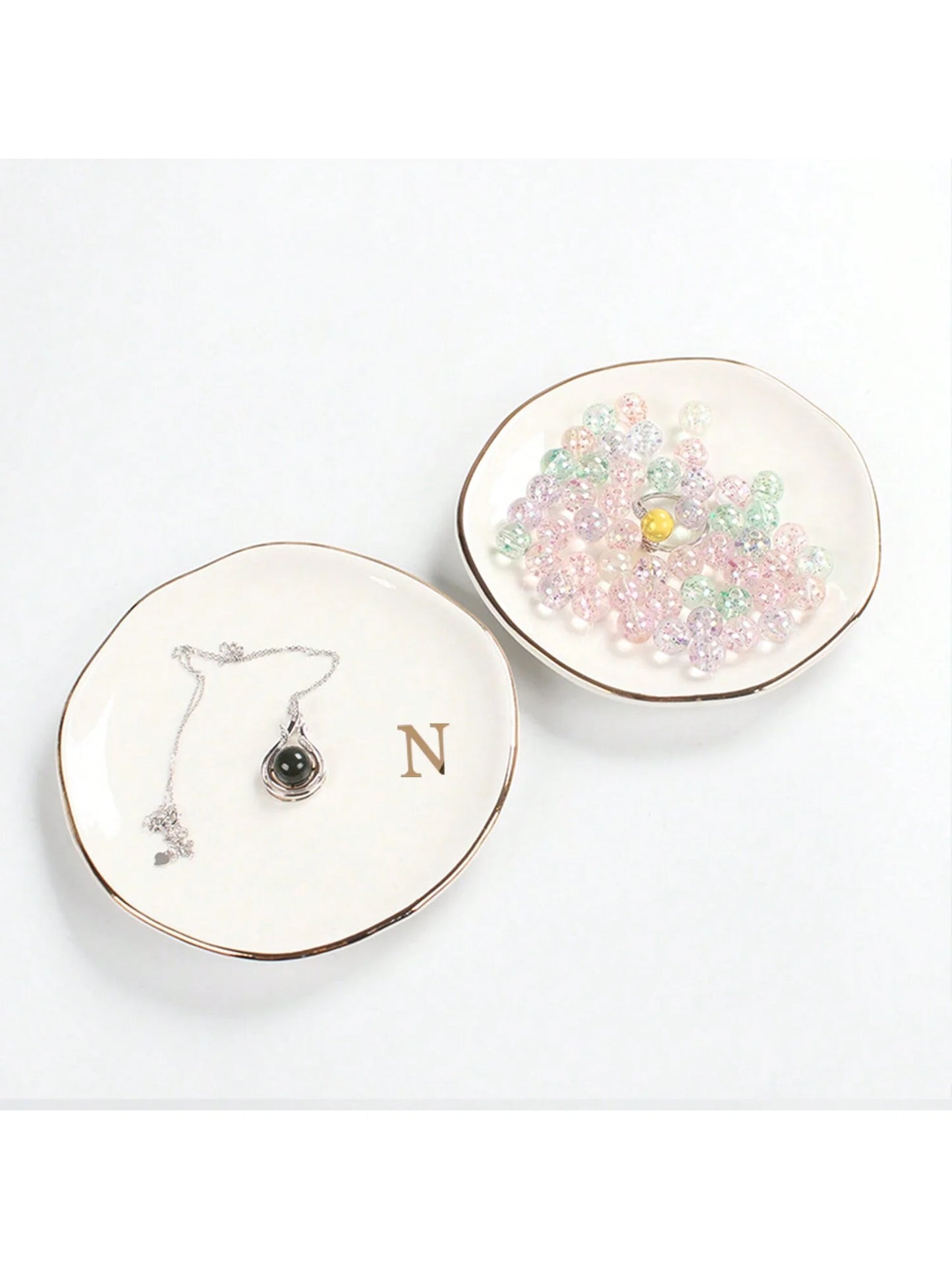 Prato Porta Jóias em Cerâmica com Iniciais Personalizada