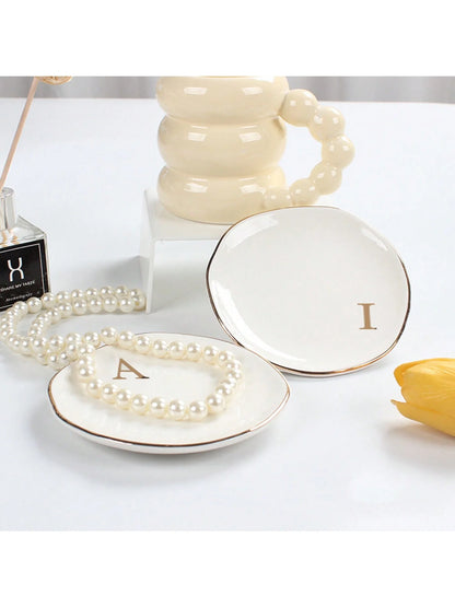 Prato Porta Jóias em Cerâmica com Iniciais Personalizada