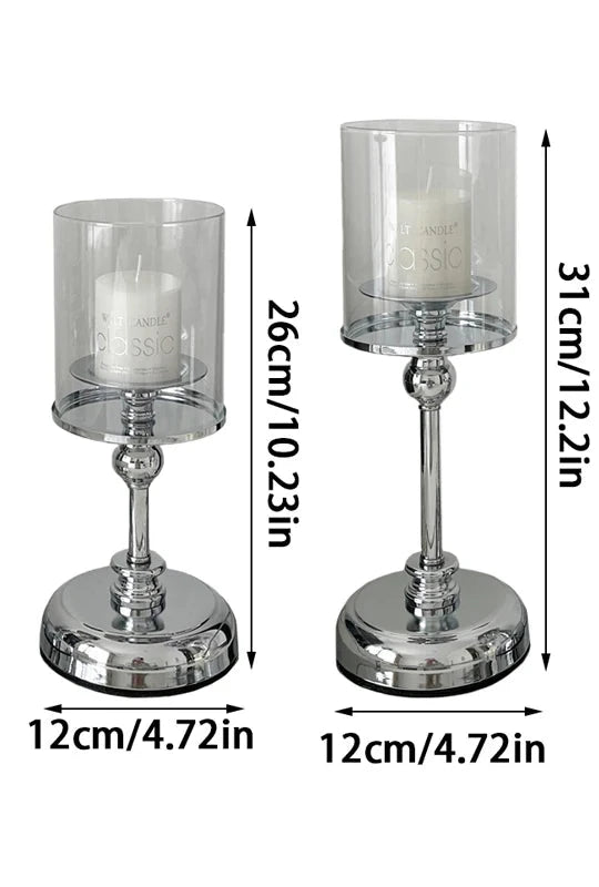 Castiçal de Liga Metálica com Vidro com estilo Moderno para Ornar a Sala de Jantar