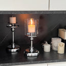 Castiçal de Liga Metálica com Vidro com estilo Moderno para Ornar a Sala de Jantar