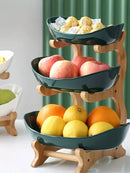 Fruteira de suporte de Madeira com Três Camadas