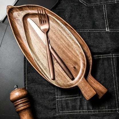 Bandeja de Servir de Madeira com Formato de Folha - Feuille