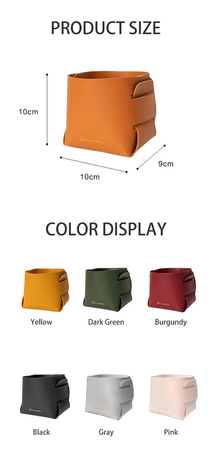 Caixa organizadora em couro PU para material de escritório