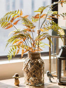 Vaso decorativo de vidro rústico pendurado feito com corda de cânhamo artística