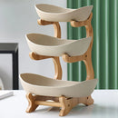 Fruteira de suporte de Madeira com Três Camadas